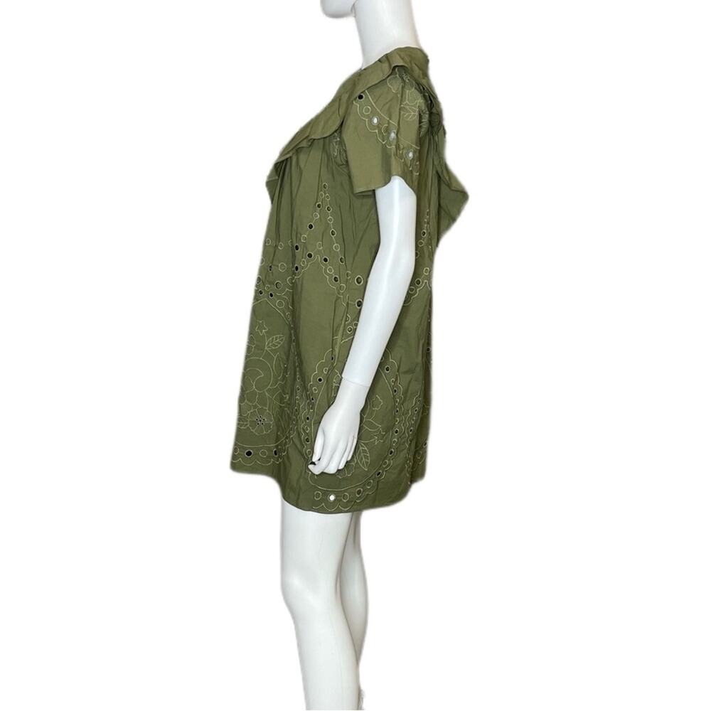 Ellison Ruffled Eyelet Dress Olive Green TD-9287-6 Women’s Sz M - Picture 2 of 5